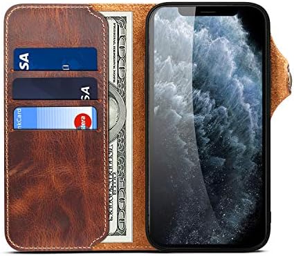 ארנק סגנון מקרה עבור אייפון 14 פרו / 14 פרו מקס, עור אמיתי להעיף כיסוי מקרה עם כרטיס חריץ,סטנד ספר
