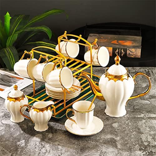 Xiulaiq מרקם דלעת זהב עצם משובצת סין קפה סט תה קרמי קרמיקה סיר קרמיקה קפה קפה כוס תה כוס תה