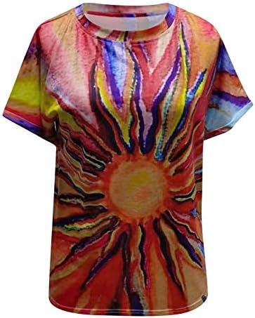 נשים של קיץ חולצות צבעוני עניבה לצבוע קצר שרוול חולצות צוות צוואר מזדמן גרפי חולצה בתוספת גודל רופף