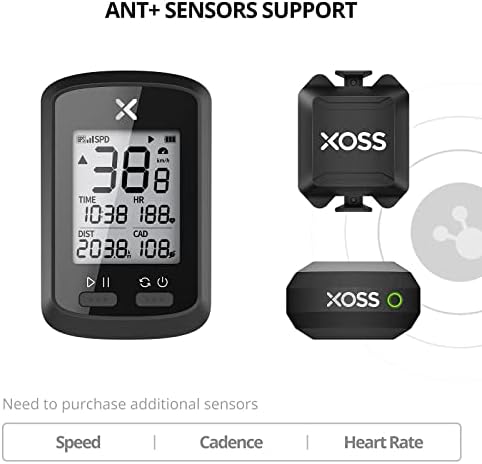 מחשב אופני XOSS G+ GPS, נמלה Bluetooth+ מחשב רכיבה על אופניים, מד מרחק מהירות אופניים אלחוטי עם תצוגת