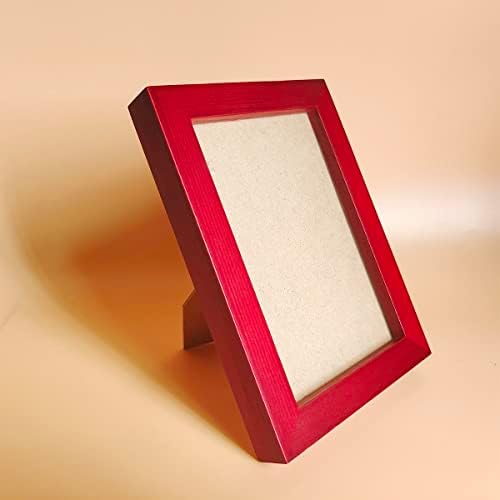 Kele Model 4x6 מסגרות תמונה מסגרת עץ מוצק אדום, שולחן לוח פלסטיק או קיר. חלון קדמי פתיחת 3.5x5.5