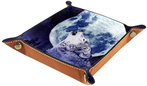 Lyetny Wolf Howling Box Collow Holder Sundries Sundries מגש שולחן עבודה מארגן נוח לנסיעות, 16x16 סמ