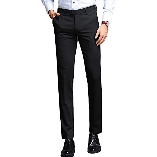 גברים רזים מתאימים למתיחה רזה מכנסיים קלאסיים בצבע מוצק חליפה מחודדת מכנסיים מנוחות עסקים קלים