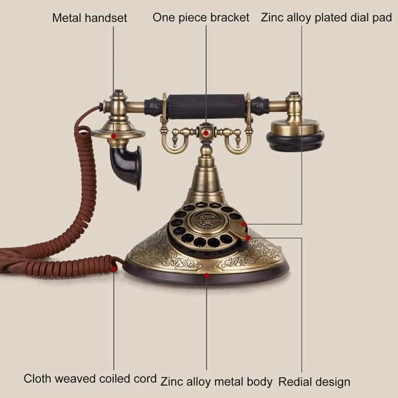 MMLLZEL וינטג 'טלפון טלפון סיבוב טלפון מיושן טלפון מיושן עם מכשיר טלפון כוונון נפח לחדר שינה לימוד