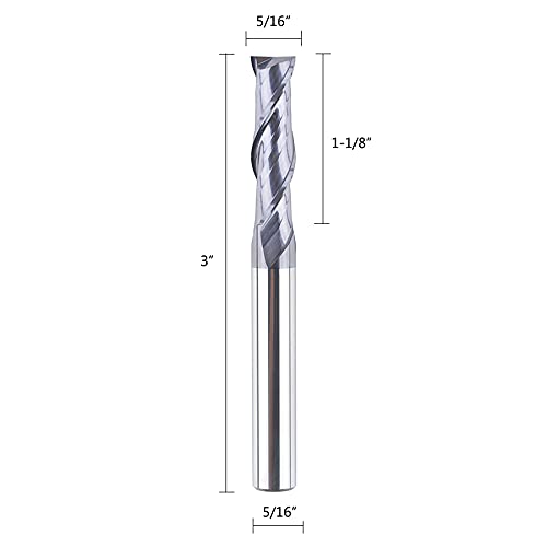 ספיטול קרביד קצה טחנה CNC נתב נתב 5/16 חותך 2 שטח עם מצופה טיאלן, 3 אורך נוסף