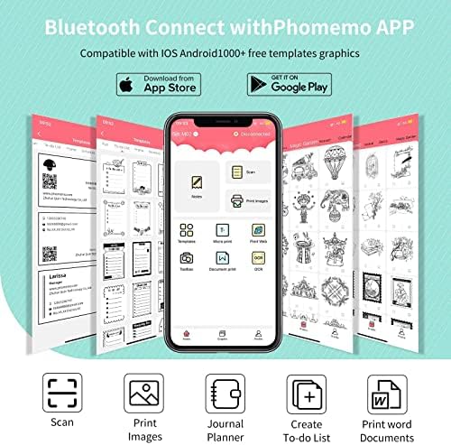 Phomemo M02 Mini Bluetooth Pocket Pocket, PORTIVE SMORE POST POST IT IT מדפסת פתק דביק, כף יד מדפסת