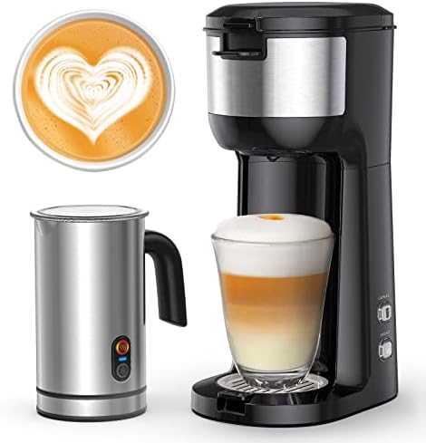 Boly Single Cofee Maker עם חלב משולב חלב, מכונת קפה קטנה לכוסות K וקפה טחון, יצרנית קפוצ'ינו ומכונת לאטה
