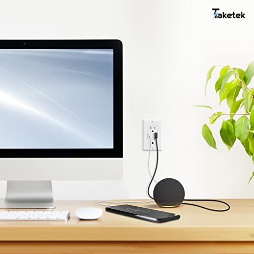 שקע USB של Taketek, שקע קיר במהירות גבוהה, שקע חשמל עם USB, כלי קיבול עמיד בפני חבלה, טעינה