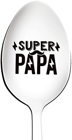 Super Papa Spoon חרוט נירוסטה מצחיק, מתנות פאפא מנכדים, כפית הקפה הטובה ביותר מתנות כפיות לסבא פאפא אבות