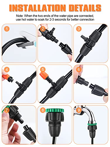 ערכת השקיה טפטוף אוטומטית 182ft, מערכת השקיית גן קלולרית עם צינור הפצה של 1/4 5/16 צינור מיקרו