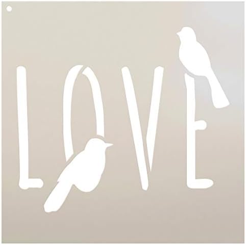 ציפור אהבה - מילה אמנות סטנסיל-סטקל1820 - על ידי סטודיו12