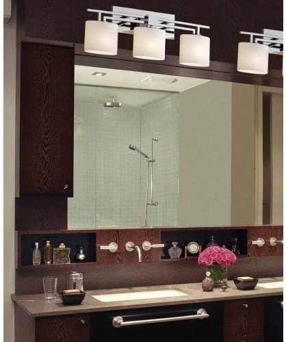 צדק עיצוב קבוצת פיוז ' ן 3-אור אמבטיה בר - מלוטש כרום גימור עם אופל אומן זכוכית צל