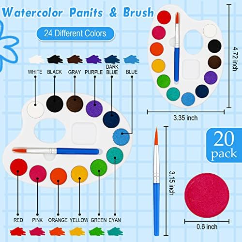 Pulmoon צבעי מים אמנות מסיבת צבע מעדיפה סטים של צבעי צבעי מים עם שקיות קלות בד אמן Goodie תיקים 3 '' x 3 '' צביעת