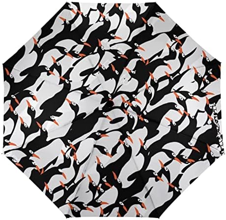 פינגווינים חמודים 3 קפלים מטריית נסיעות נגד אולטרה סגול מטריות אטומות לרוח מטרייה פתוחה אוטומטית