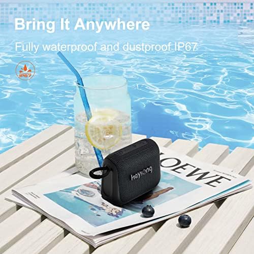 Heysong רמקול Bluetooth אטום למים, רמקולי מקלחת ניידים עם צליל סטריאו אלחוטי, IPX7, זמן משחק