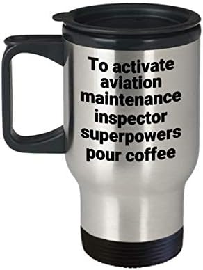 מפקח תחזוקת תעופה ספל נסיעות - מעצמה סרקסטית מצחיקה מתנת קפה נירוסטה מתנה קפה כוסית