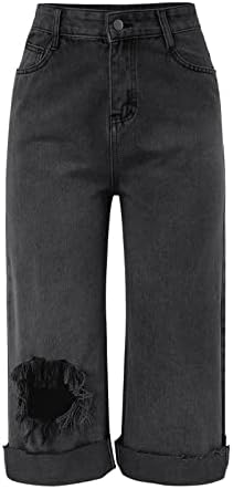 מכנסי ג'ין קצרים לנשים קיץ נשים רטרו רטרו שבטי שבטי מזדמן ג'ינס רחב מכנסיים קצוצים ג'ינס הרזיה