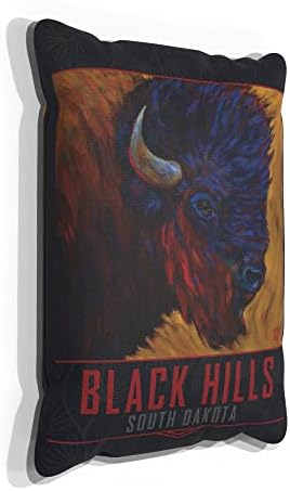 Black Hills South Dakota Lone Lone Bull Bison Canvas זורק כרית לספה או לספה בבית ומשרד מציור שמן מאת האמן
