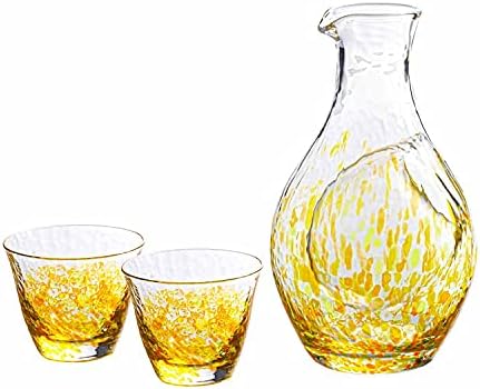 טויו סאסאקי זכוכית ג605-מד03 ערכת סאקה קרה, צבע מים, צבע יאנג, תוצרת יפן,, כתום, קנקן, 10.1 פל עוז,