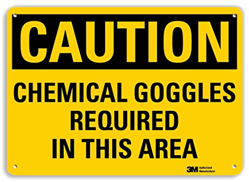 סימן בטיחות OSHA של SmartSign פלסטיק, אגדה זהירות: משקפי כימיה הנדרשים באזור זה, 10 X 14 רוחב,