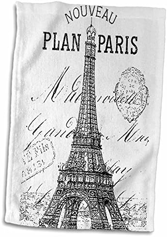 תלת מימד רוז נובו פריז וינטג 'מגדל אייפל יד/מגבת ספורט, 15 x 22