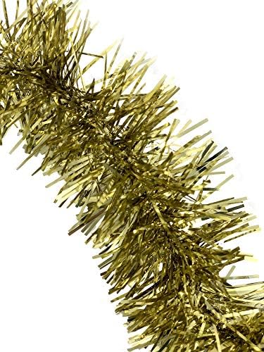 גרלנד 15 רגל טינסל לקישוטים לחג המולד - עיצוב חג שאינו מואר לשימוש חיצוני או מקורה - גינה ביתית פרימיום