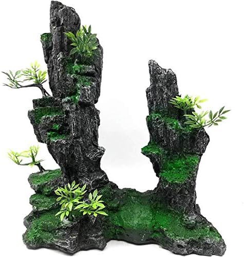 אקווריום נוף להרים אבן קישוט עץ רוק מערת דגי טנק קישוטי עם צמחים קטנים