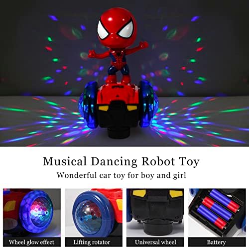 Toylemsan רוקד עכביש רובוט צעצועים מוזיקלי אינטראקטיבי סופר Héró Car צעצוע אורות מהבהבים רובוט