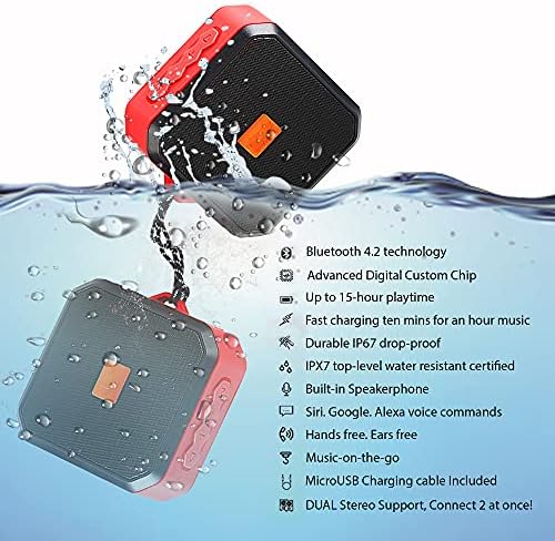 רמקול Tek Styz IPX7 תואם ל- Blu Dash G שלך עם זמן משחק אטום למים, מקורה, חיצוני נסיעה 1500
