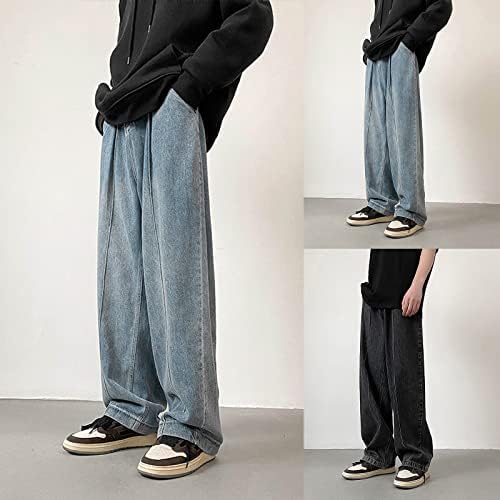מכנסי ג'ינס רחבים גברים ישר רגל רחבה נוער נוער וינטג 'בגדי רחוב היפ הופ אופנדי מעצב מכנסיים ארוך מכנס ארוך