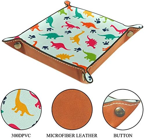 Lyetny דינוזאורים צבעוניים טביעות רגל חמודות מארגן דפוס מגש אחסון תיבת מיטה ליד מיטה קאדי שולחן עבודה שמור ארנק