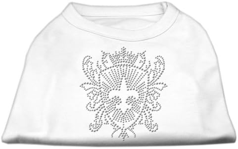 Rhinestone Fleur de lis Shield חולצות לבן XS