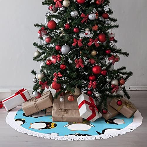 פינגווינים חצאית עץ חג המולד חג המולד עץ עץ מחצלת ציצים קישוטים לקישוטים למסיבת חג 30/36/48 אינץ '