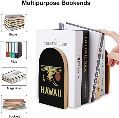 בציר הוואי גדול עץ תומכי ספרים מודרני דקורטיבי מדף ספרים ספר פקק שולחן מדף מחזיקי סט של 2