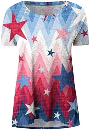 חולצה חולצה לנשים קיץ סתיו 2023 קצר שרוול צוות צוואר כותנה אמריקאי דגל כוכב גרפי חולצה