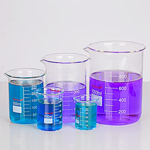 כוס זכוכית Stonylab, 1 חבילה של בורוסיליקט זכוכית בוגרת כוס גריפין עם צורה נמוכה עם שפיכת מעבדת