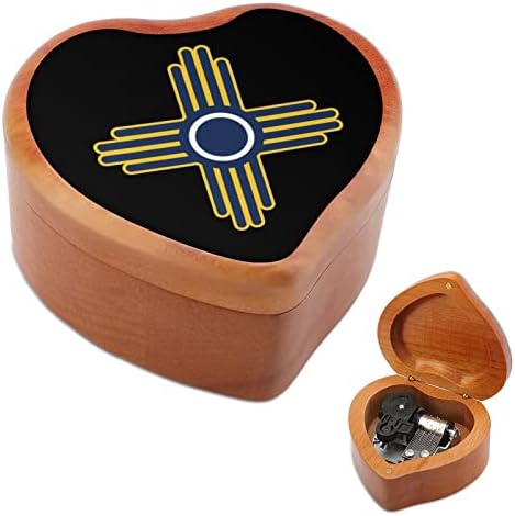 זיה סאן - זיה פואבלו - ניו מקסיקו 3 קופסת מוסיקה מעץ צורת לב קופסת מוסיקה וינטג 'שעון עץ מתנות קופסאות מוזיקליות