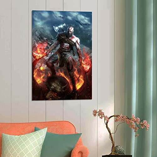 Uww kratos God War Game משחק וידאו פוסטר ציור דקורטיבי קיר קיר אמנות פוסטרים פוסטרים ציור חדר שינה