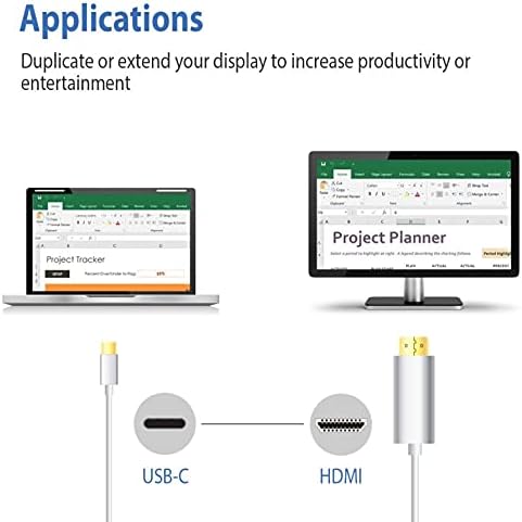 ניפון מעבדות 50USB31C-HDMI-15 15ft USB-C ל-HDMI כבל - תומך 4K 60Hz, 15' סוג ג ' ל HDMI כבל מתאם