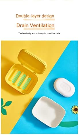 קופסת סבון Prismparts - קופסת סבון עם מכסה - קופסת סבון כפולה - נסיעות ניידות 13 * 10.5 * 8 צהוב