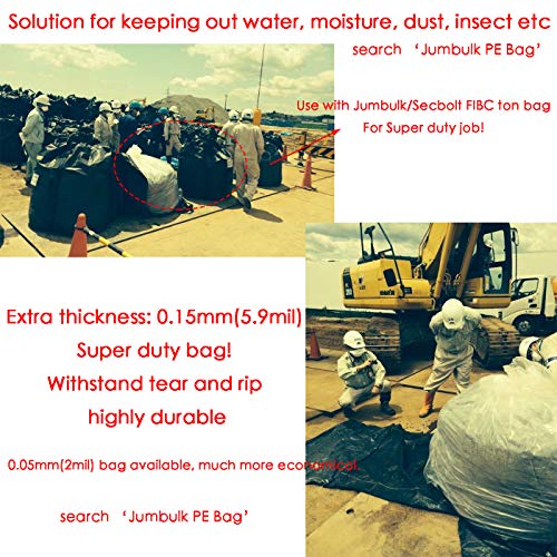 שקית בתפזורת Jumbulk & Secbolt Fibc, לוח U שקית 1 טון, שקית חול, 35 L x 35 W x 35 H, 180 גלונים, 2200 קילוגרמים,