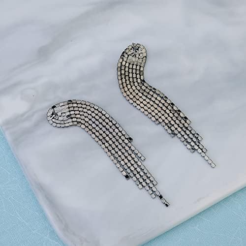 מלואי ריינסטון עגילים מתנדנד עבור נשים בנות ארוך נברשת עגילי ציצית פרינג ' קריסטלים להתנדנד עגיל