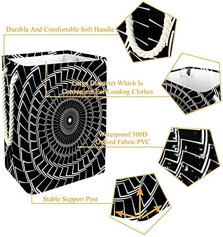 סל כביסה מתקפל כביסת עם ידיות להסרה אחסון סל, אמבטיה ארגונית, ילדי צעצוע פחי שחור מעוות ספירלה