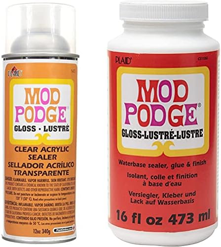 Mod Podge Spray אוטם אקרילי המנוסח באופן ספציפי לאיטום פרויקטים של מלאכה, 12 אונקיה, Gloss & CS11202 איטום