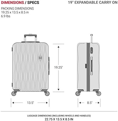 סוויסגיר 7272 מטען אנרג 'י הארדסייד לשאת על מזוודות עם גלגלי ספינר & מגבר; מנעול צא, זית, 19