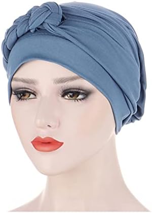 נשים מעוות טורבן מוסלמי מוצק צבע כפת כובע כיסוי ראש אופנה מסוקס שיער מכסה לנשים למתוח בארה ' ב