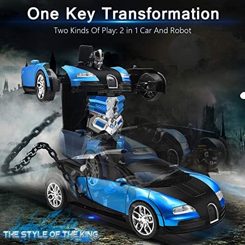 צעצוע מודל טרנספורמציה של רובוט מכונית זאהוי, 1: 18 רכב מעוות בשלט רחוק כחול,עיוות מכוניות מירוץ עם צלילי