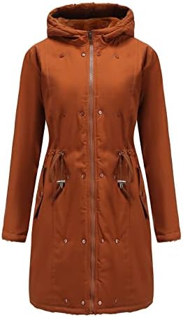 ז'קט פליס נשים, מעילי חורף של נשים שרוול ארוך עבה כפתור מעיל חם מעילי דש עם הלבשה חיצונית מעילי ברדס