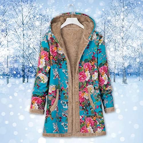מעילים חמים בחורף לנשים לבגדי חיצון חיצוניים כפתור שרוול ארוך סגנון אתני סגנון אתני. מעיל נעים צמר צמר