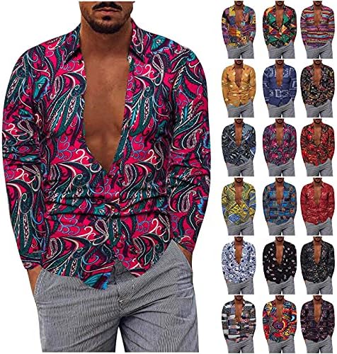 XXBR לחולצות פשתן כותנה לגברים בגודל פלוס גודל, כפתור שרוול ארוך במורד חולצת הוואי חולצה וינטג